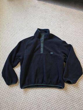 Woolrich Black Fleece Pullover with Green Trim